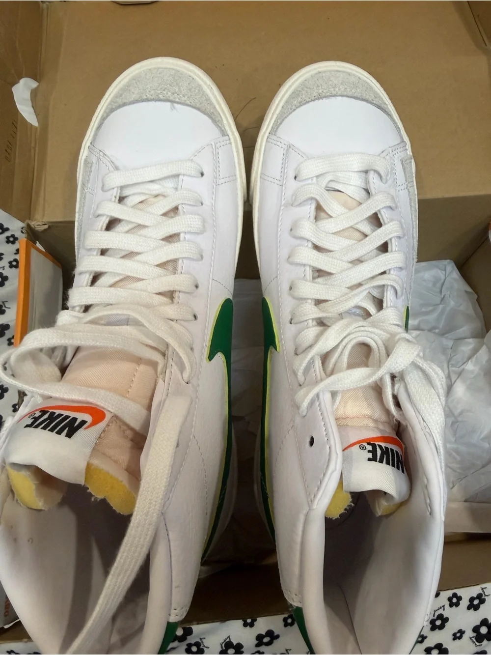 Nike Women's White & Green High-Top Sneakers
